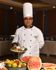 Our chef presenting a dish